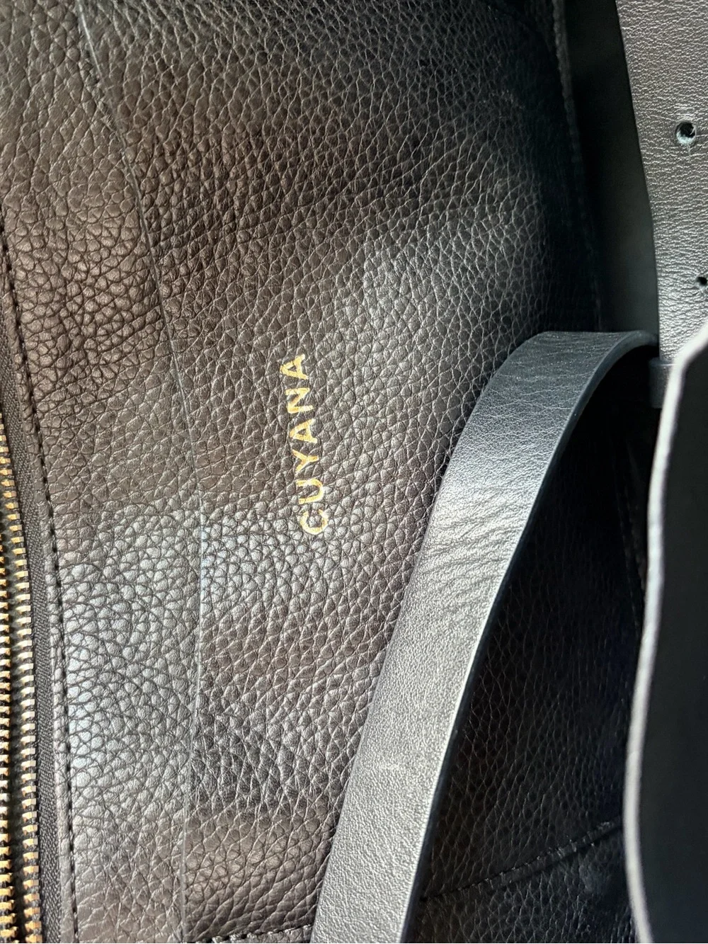 Cuyana Trapeze Black Leather Satchel Bag